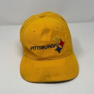 Vintage Pittsburgh Steelers Hat Gold Strapback NFL Football Cap Embroidered